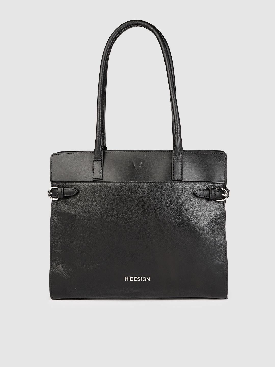 Hidesign Black Leather Oversized Structured Shoulder Bag Price in India