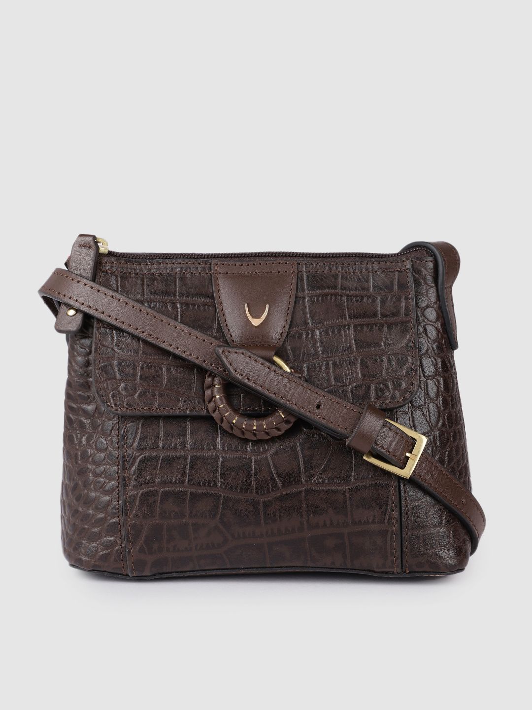 Hidesign Brown Textured Leather Sling Bag Price in India