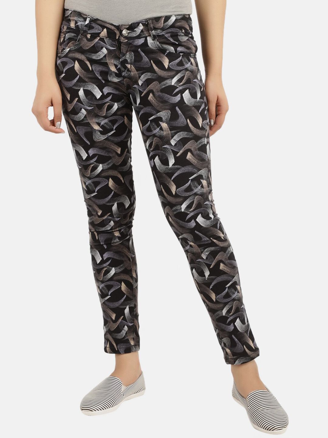 V-Mart Women Black Printed Trousers Price in India