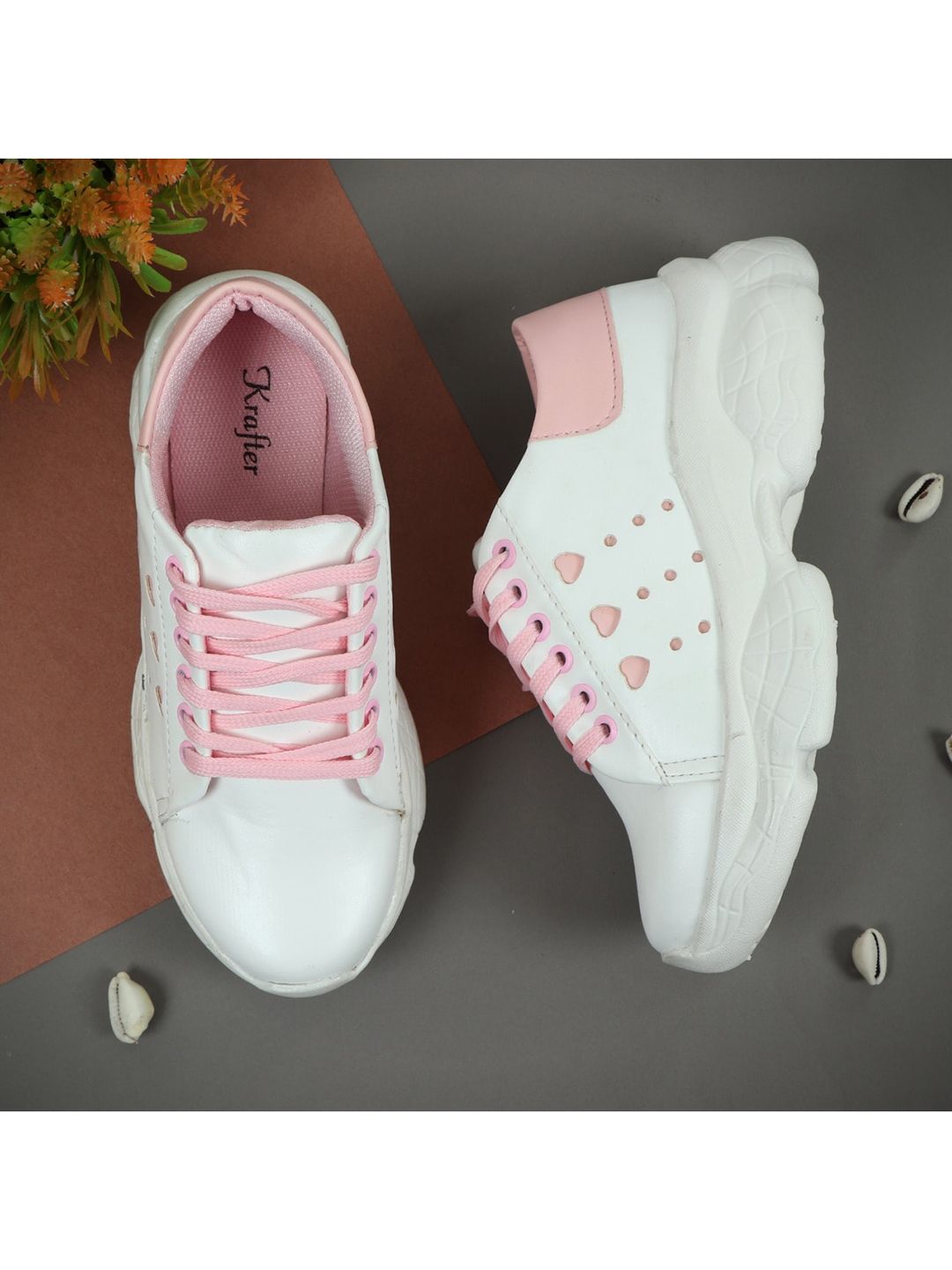 Krafter Women Pink Colourblocked Sneakers Price in India