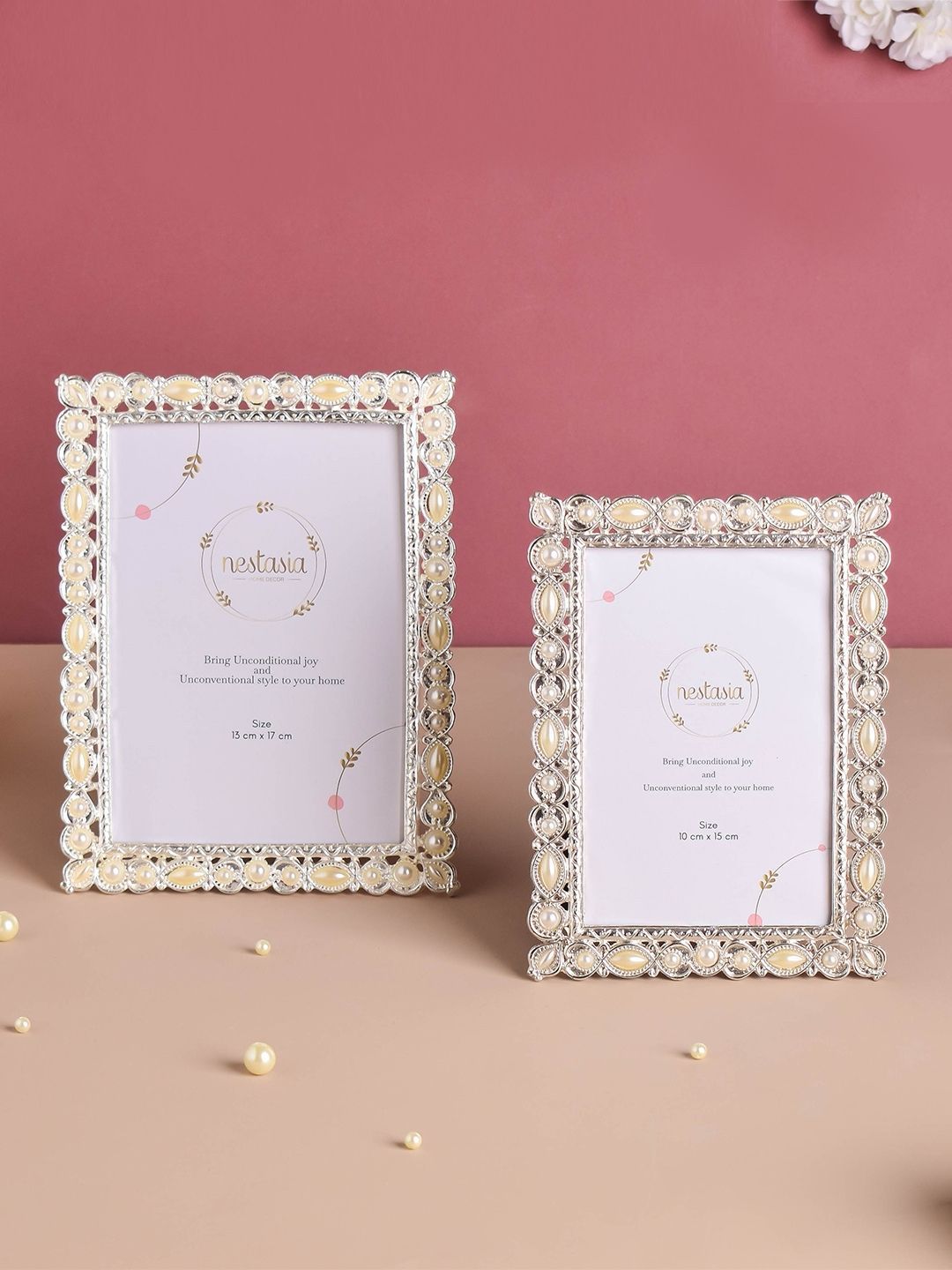 Nestasia Silver-Toned Golden Pearl Large Photo Frame Price in India