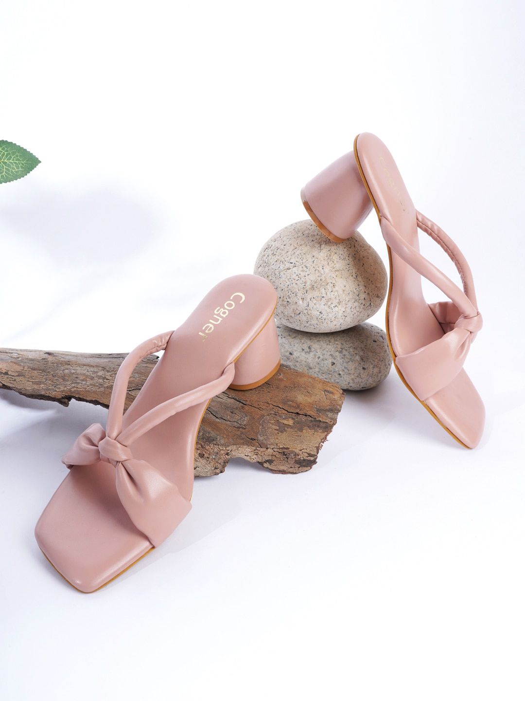 Cogner Beige Party Block Pumps with Bows Price in India