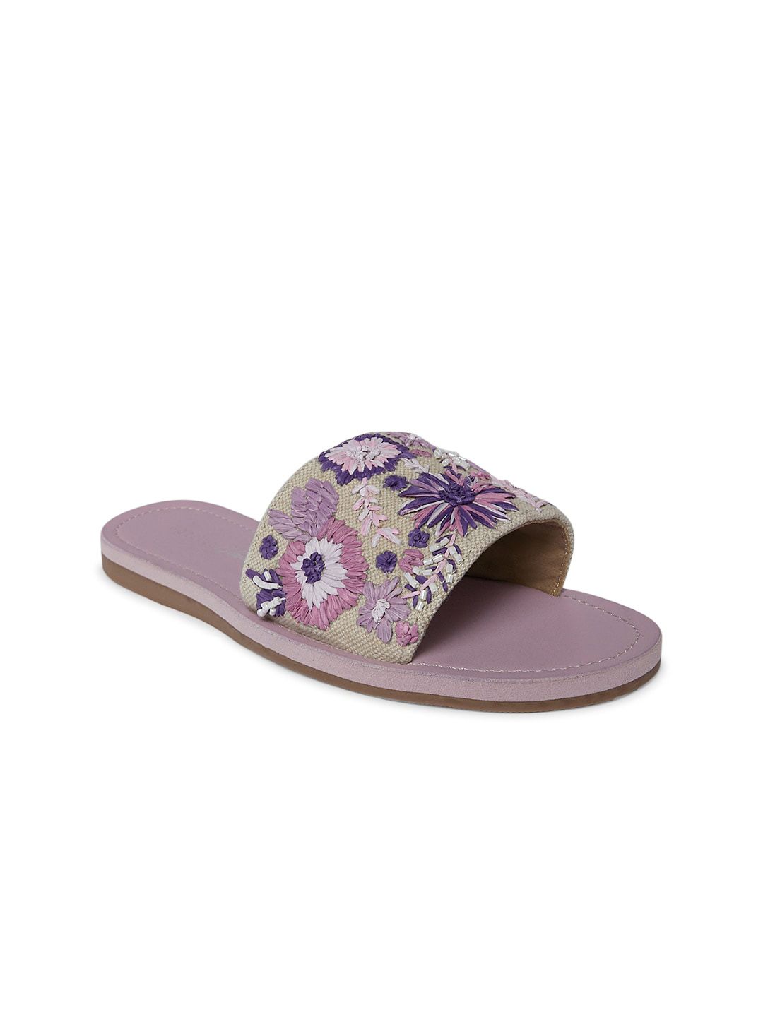 Forever Glam by Pantaloons Women Lavender Printed Open Toe Flats Price in India