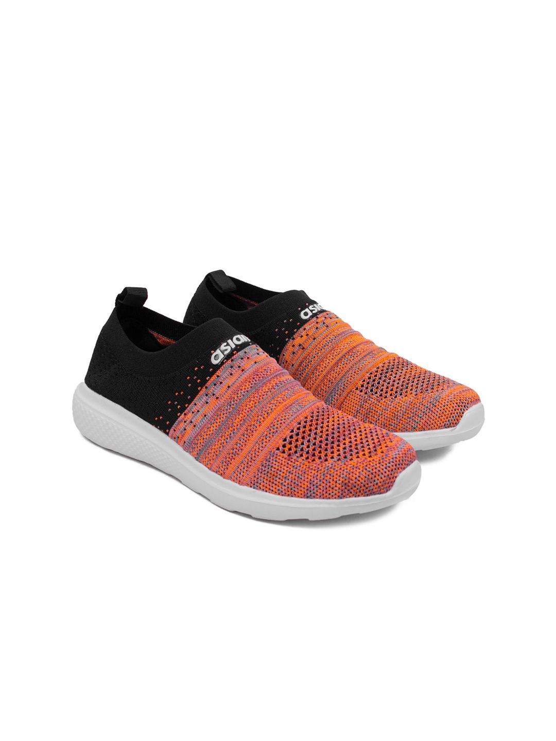 ASIAN Women Black Woven Design Slip-On Sneakers