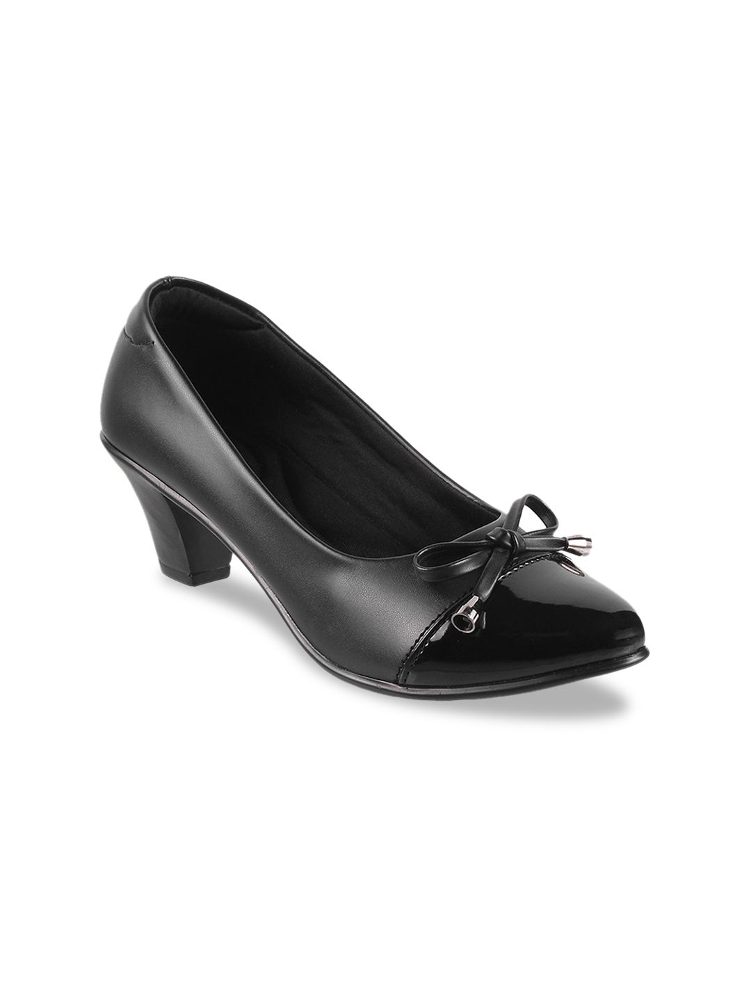 Mochi Black Block Pumps with Bows Price in India