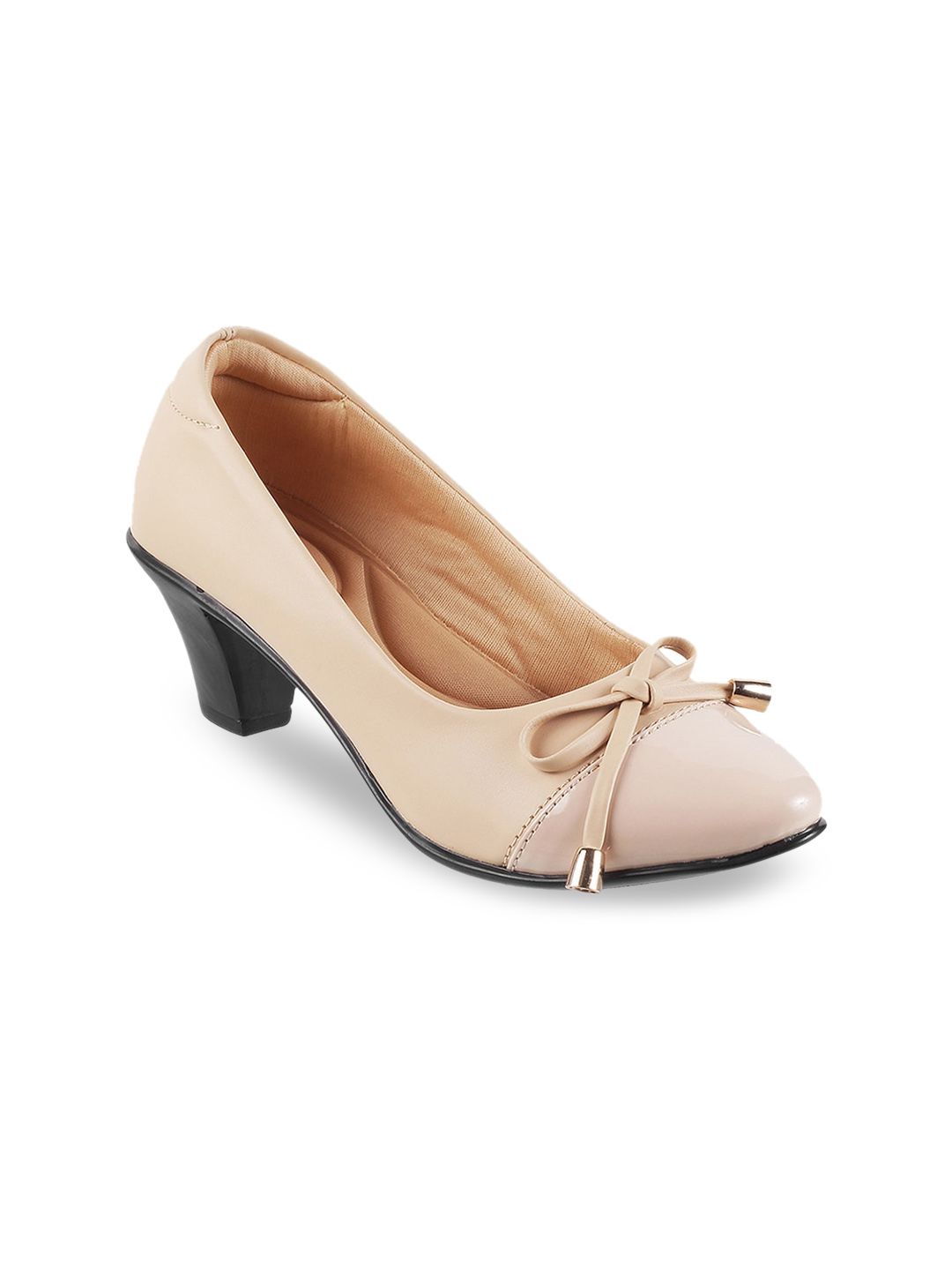 Mochi Beige Block Pumps with Bows Price in India