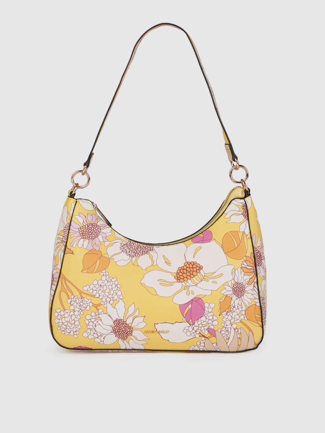 Allen Solly Women Yellow Floral Printed Structured Hobo Bag Price in India