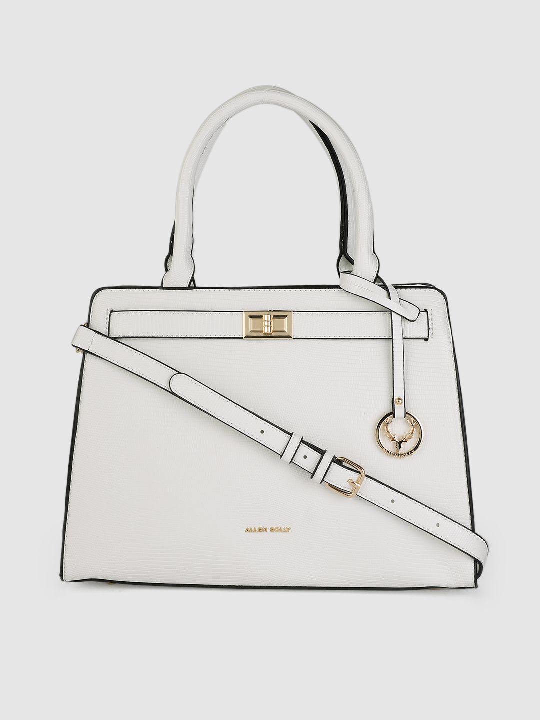 Allen Solly Women White Animal Textured PU Structured Handheld Bag Price in India