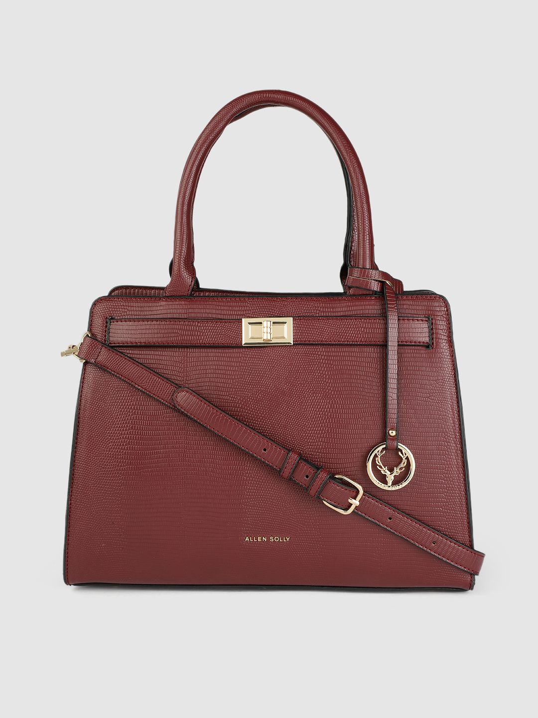 Allen Solly Burgundy Textured Handheld Bag Price in India