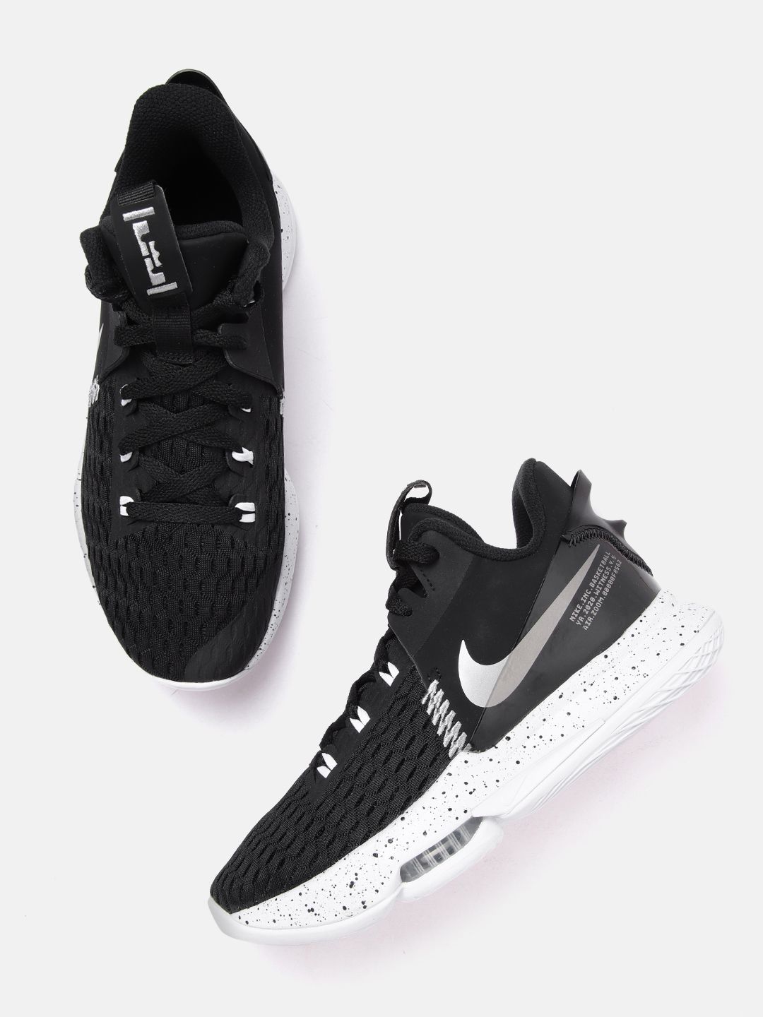 Nike Unisex Black & White Lebron Witness V EP Basketball Shoes