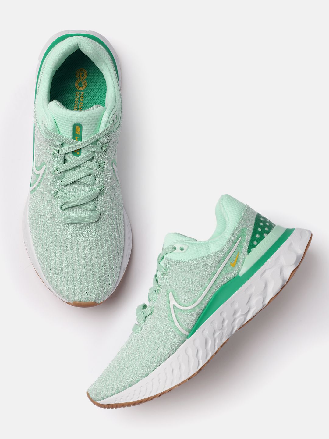 Nike Women Green REACT INFINITY RUN Flyknit 3 Running Shoes Price in India
