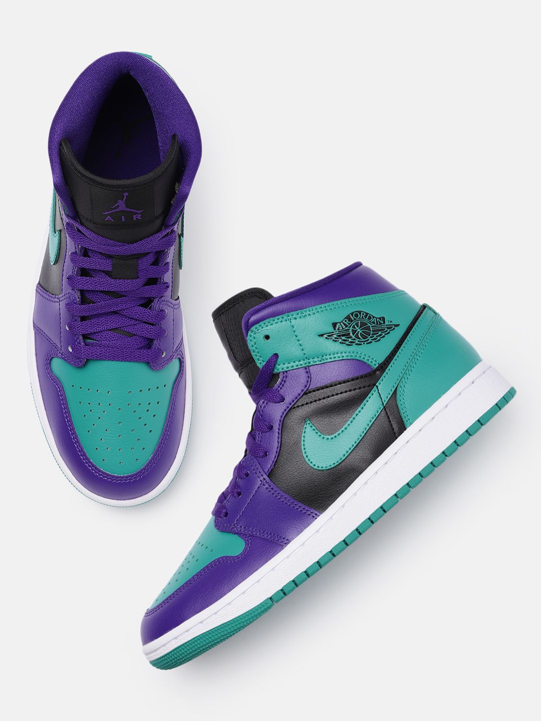 Nike Women Purple & Turquoise Blue Air Jordan 1 Mid Basketball Shoes Price in India