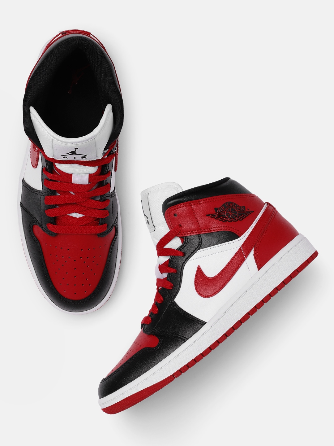 Nike Women Red AIR JORDAN 1 MID Leather Basketball Shoes Price in India