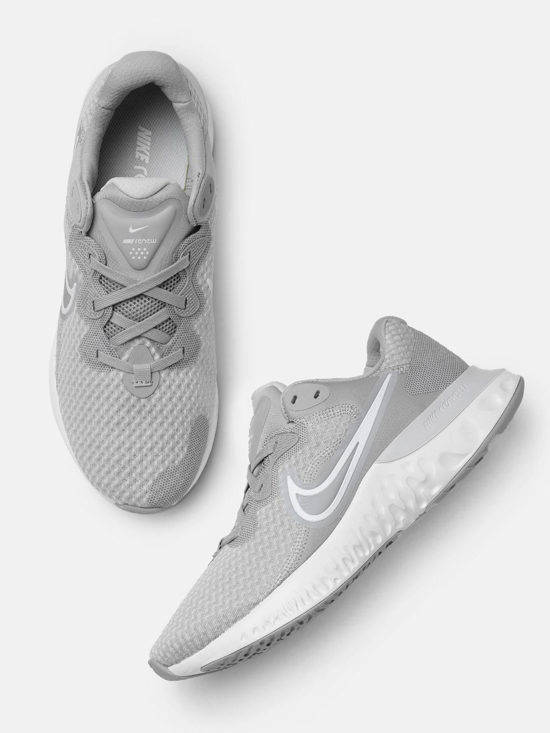 Nike Women Grey Solid Renew Run 2 Running Shoes Price in India