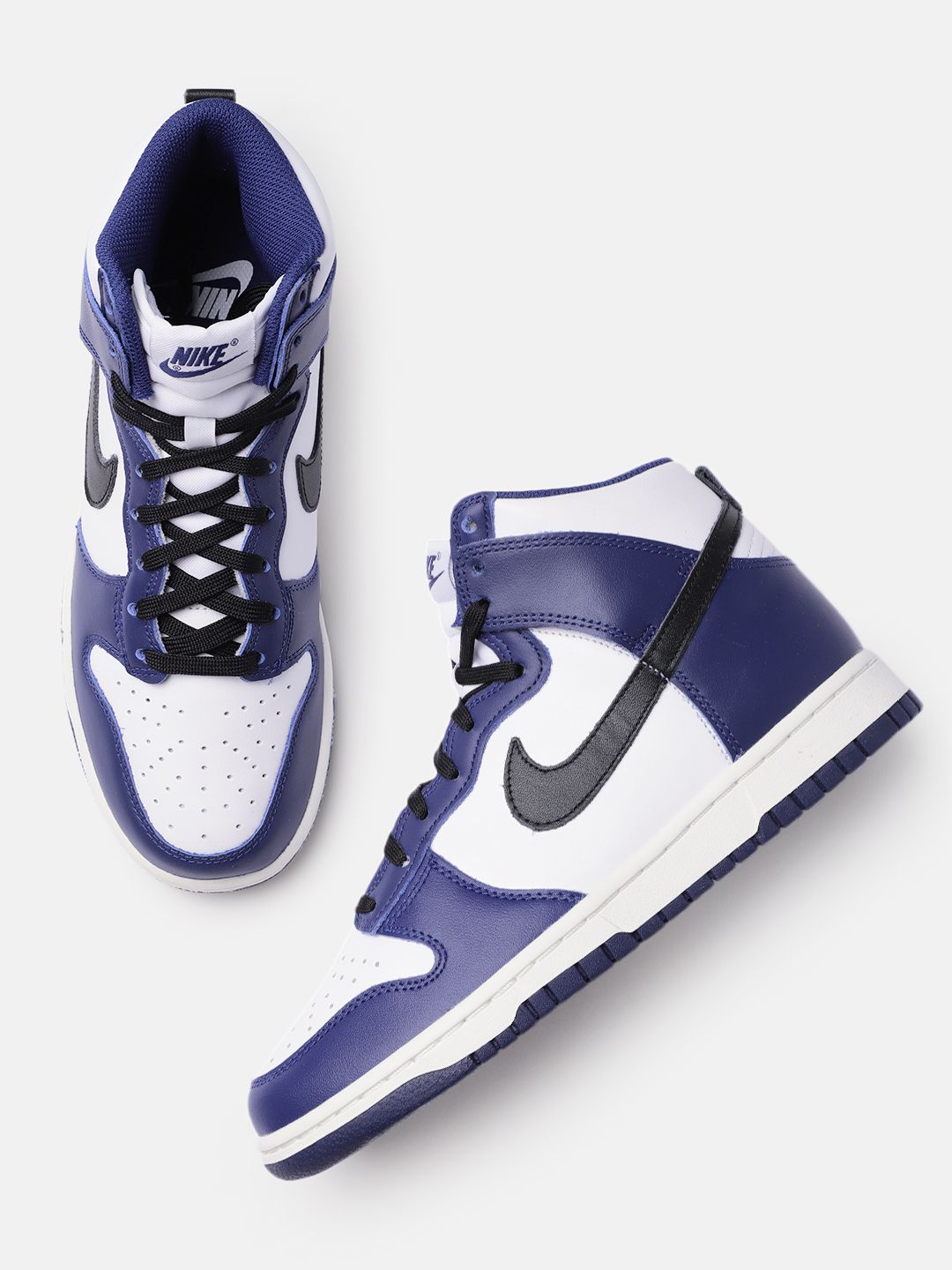 Nike Women Blue & White Dunk High Leather Sneakers Price in India