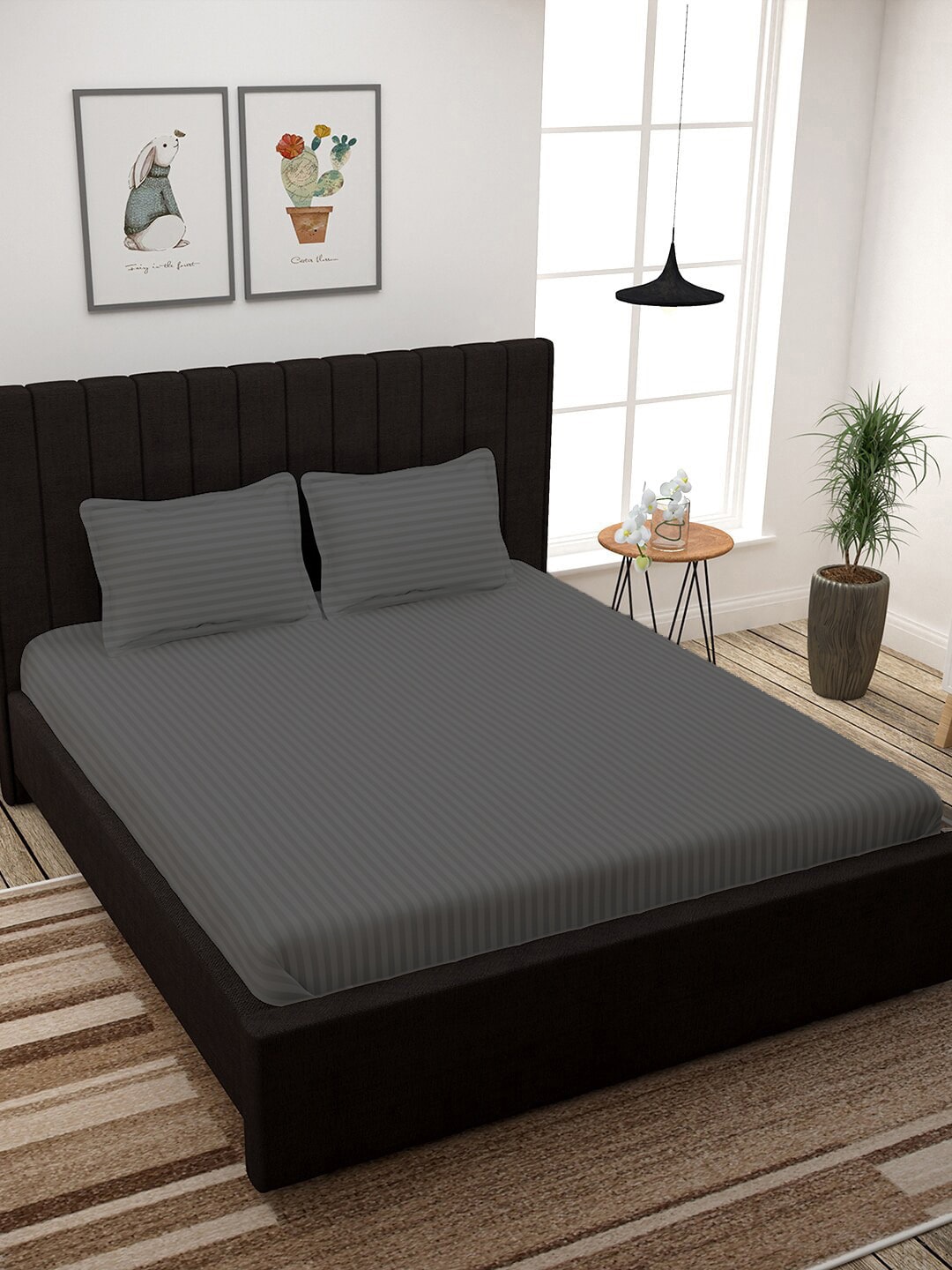 Ariana Unisex Grey Bedsheets Price in India