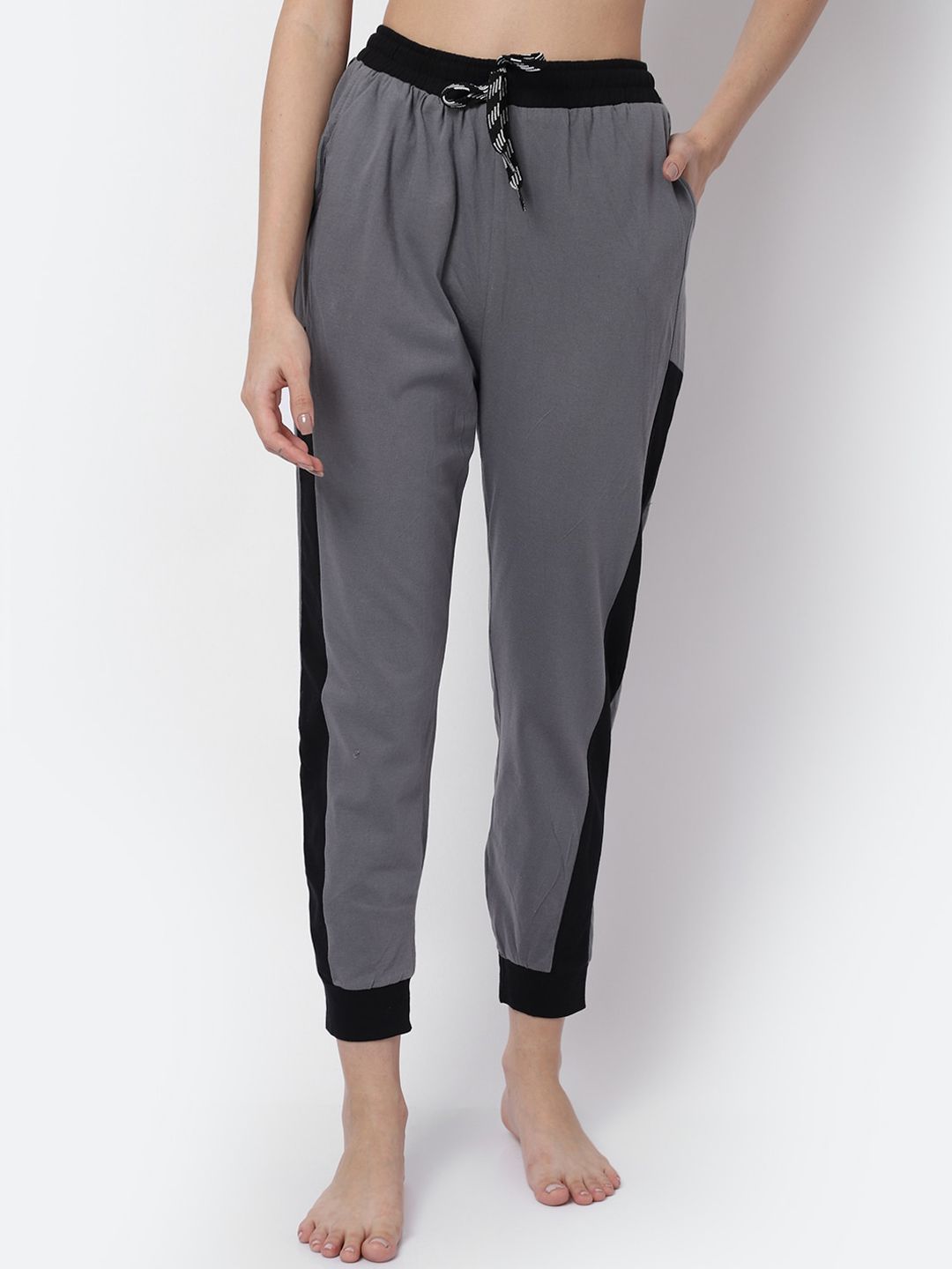 Claura Women Grey Solid Cotton Lounge Pants Price in India