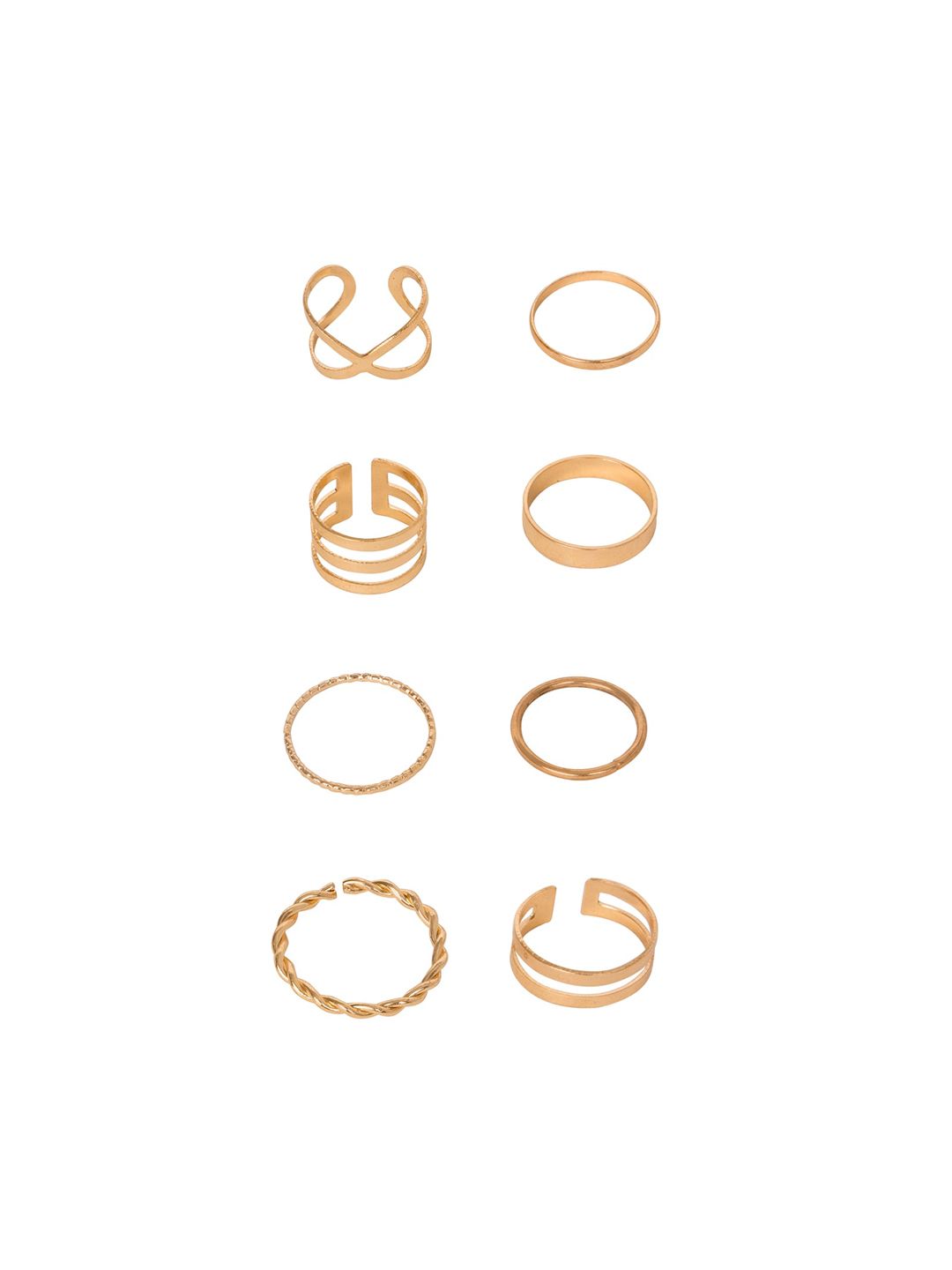FabAlley Set Of 8 Gold-Plated Rings Price in India