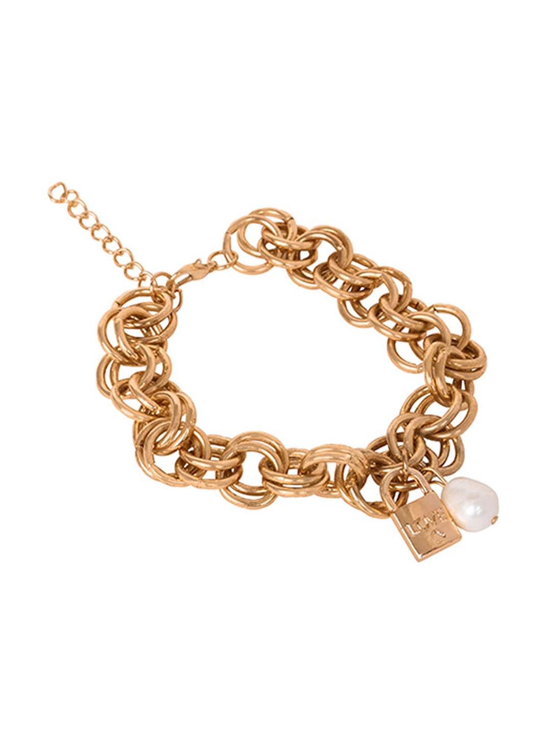 FabAlley Women Gold-Toned & White Gold-Plated Charm Bracelet Price in India