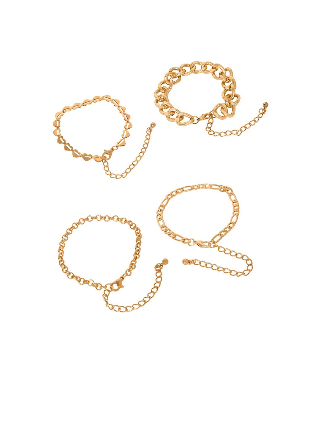 FabAlley Women Set of 4 Gold-Toned Gold-Plated Link Bracelet Price in India