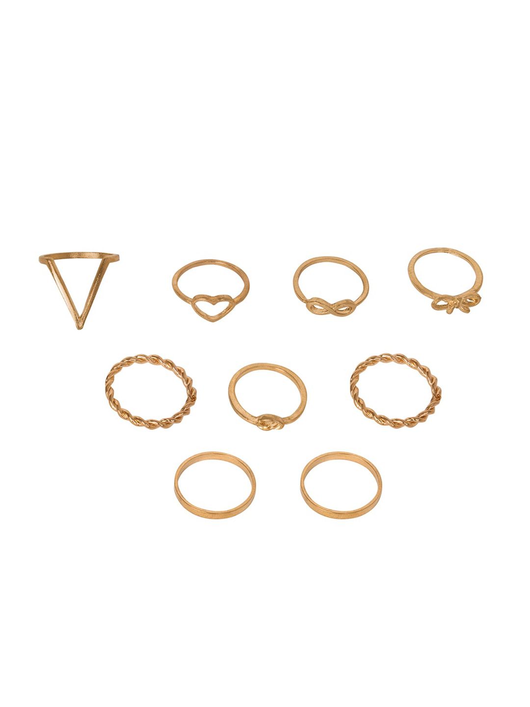 FabAlley Set Of 9 Gold-Plated Gold-Toned Finger Rings Price in India