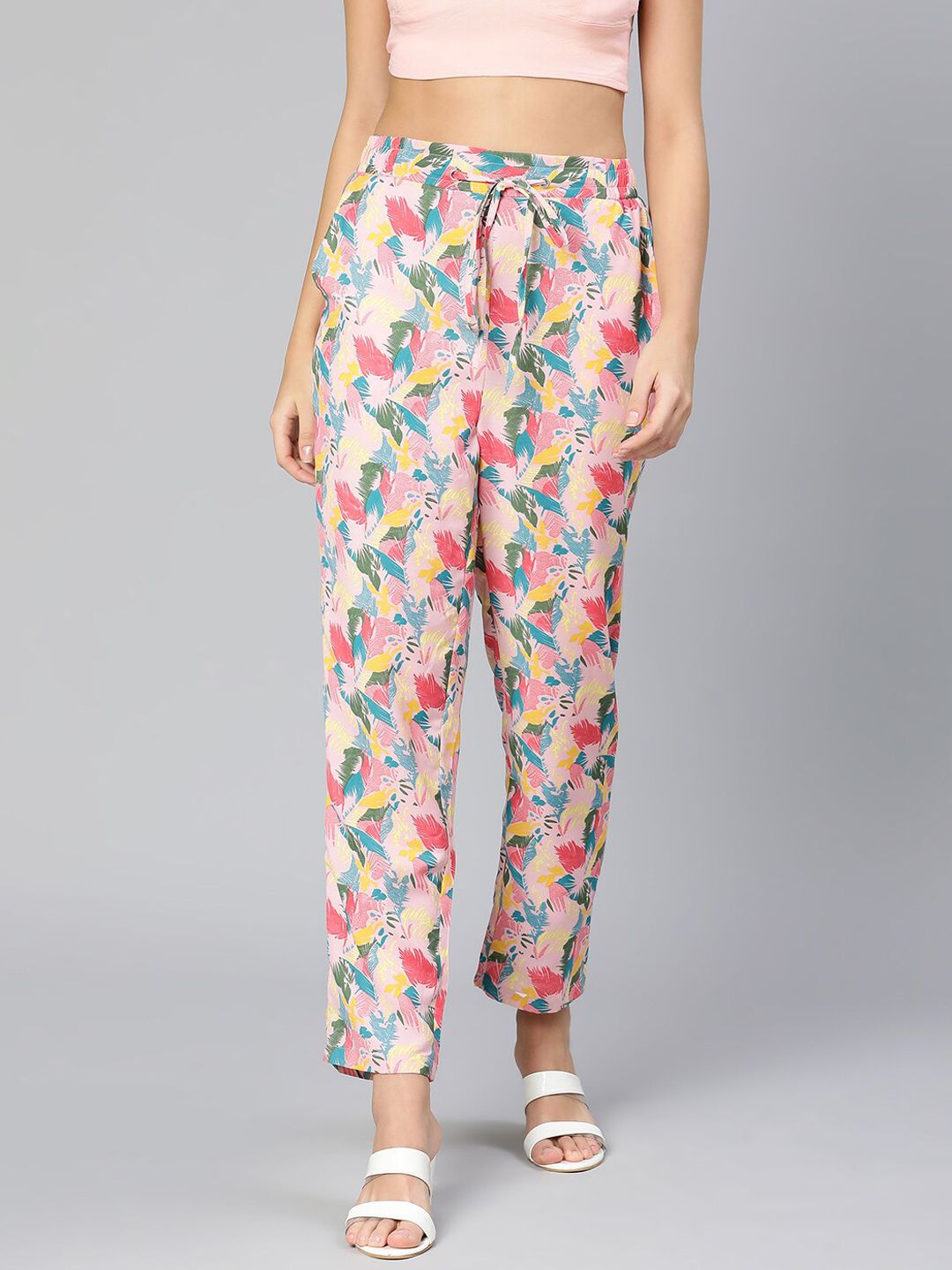 Oxolloxo Women Multicoloured Printed Trousers Price in India