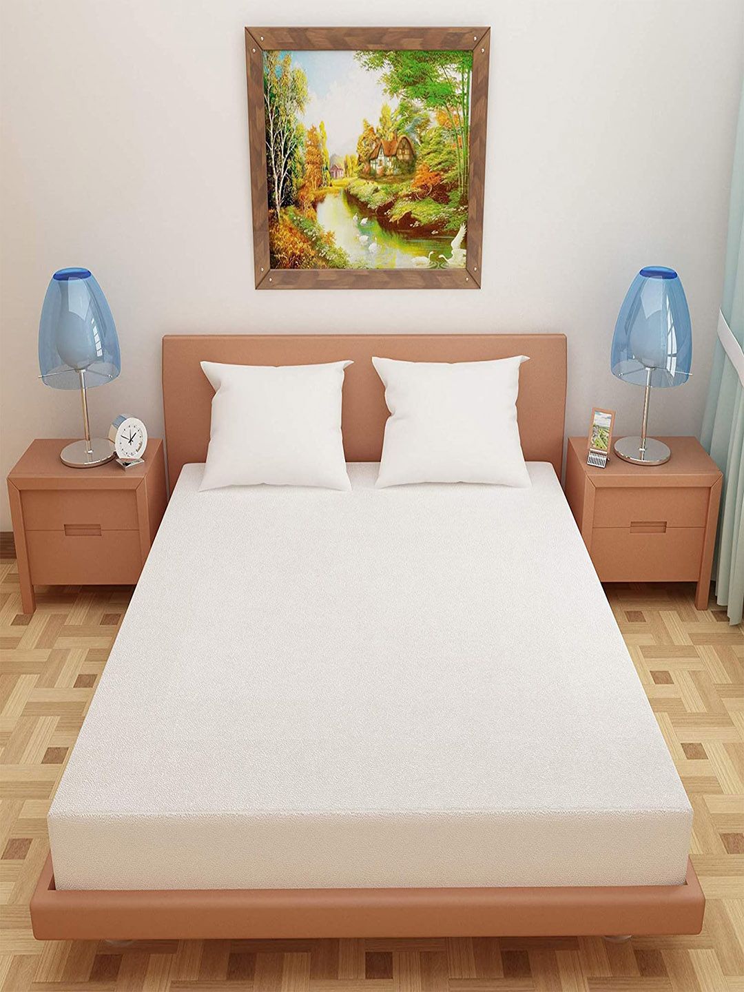 Hammer Home  White Solid Terry Cotton  Mattress Protector Price in India