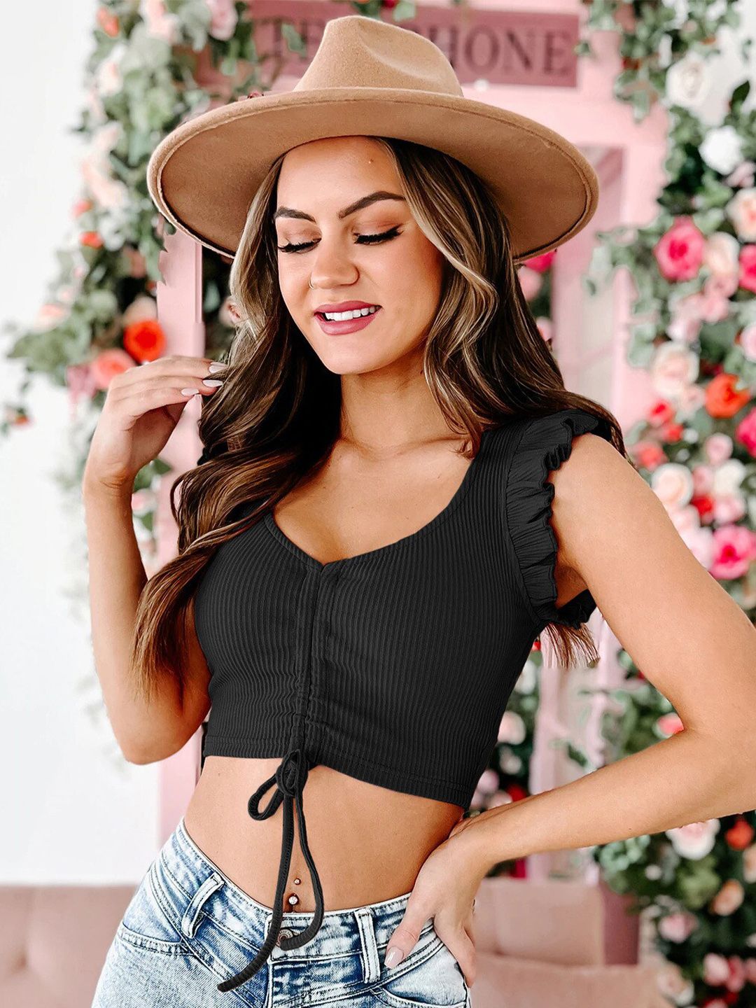 BoStreet Black Striped Crop Top