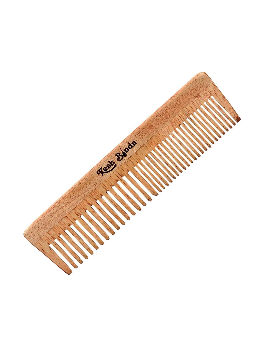 KeshBindu Neem Wood Broad Tooth Anti-Dandruff Comb - Beige