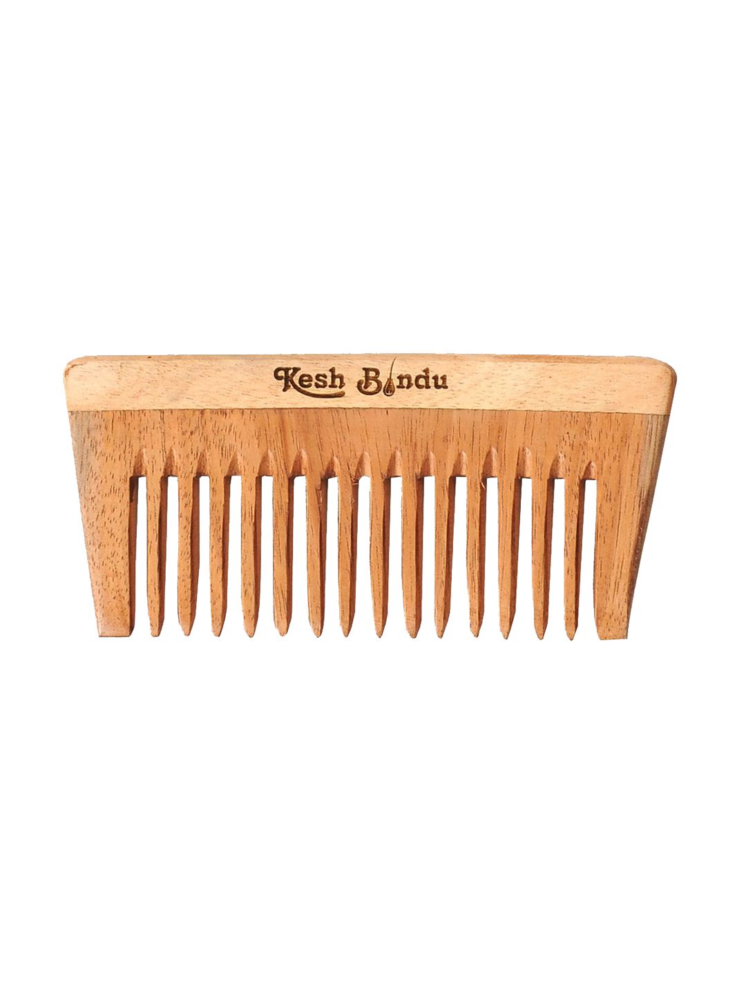 KeshBindu Handmade Neem Wood Broad Tooth Anti-Dandruff Comb - Beige