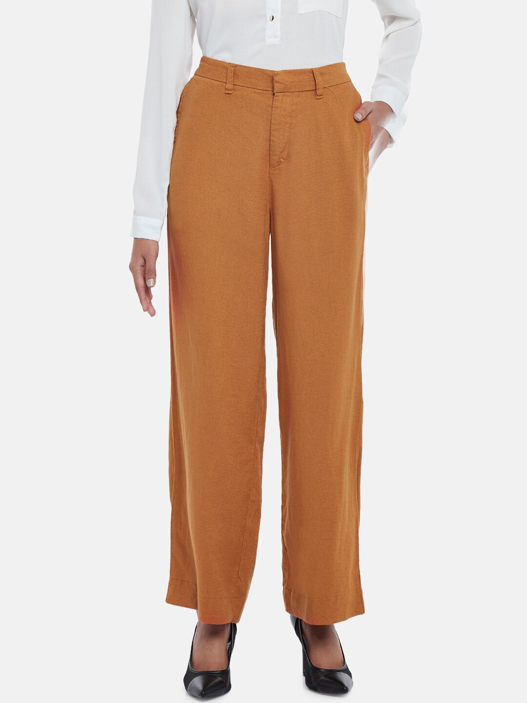 Annabelle by Pantaloons Women Brown High-Rise Trousers Price in India