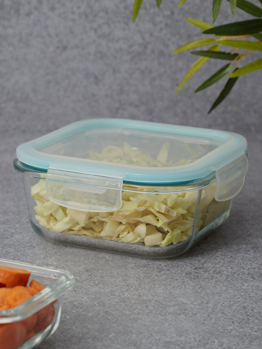 HomeTown Transparent Robust Glass Square Food Container with PP Lid 800ml Price in India