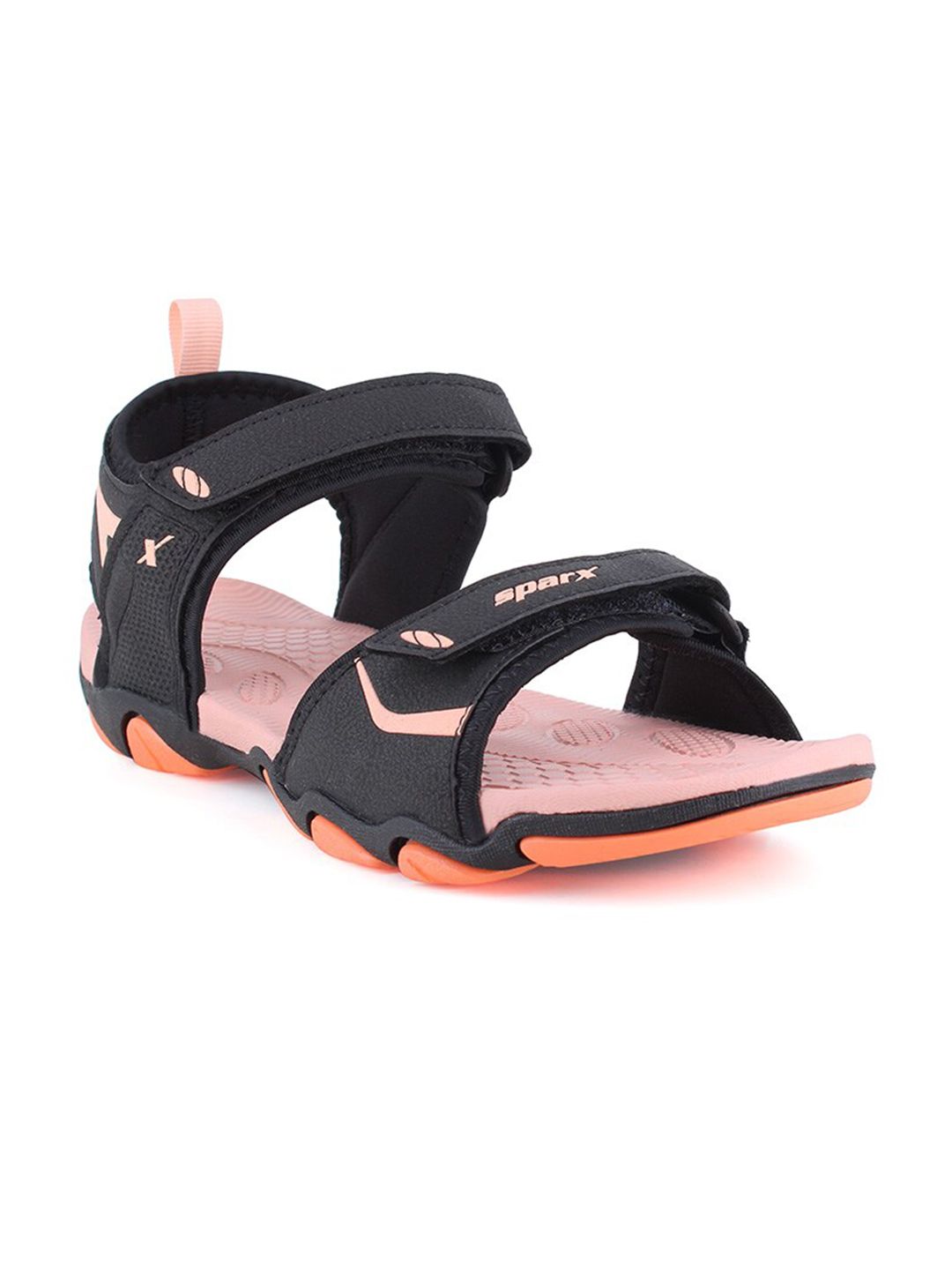 Sparx Women Black & Peach-Coloured Comfort Sandals Price in India
