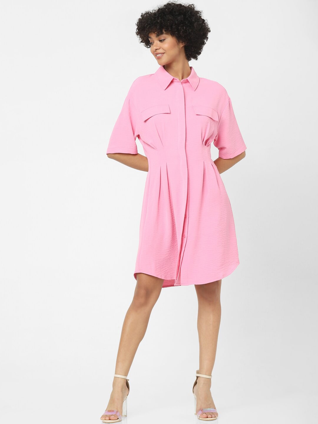 ONLY Pink Shirt Dress Price in India