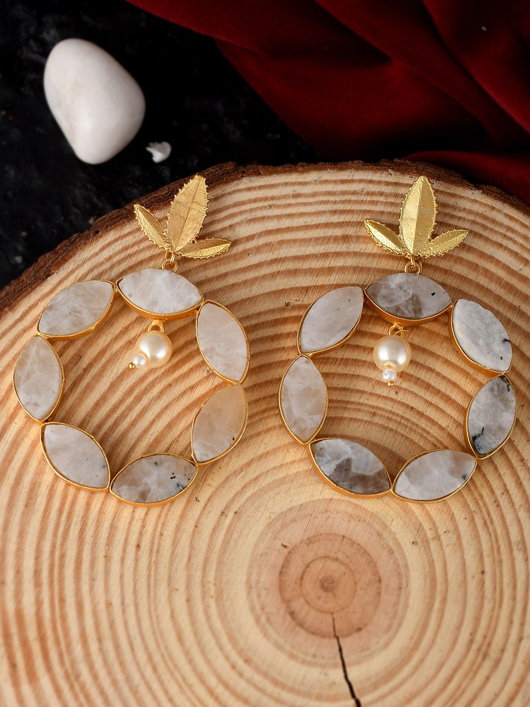Silvermerc Designs Gold-Toned Circular Drop Earrings Price in India
