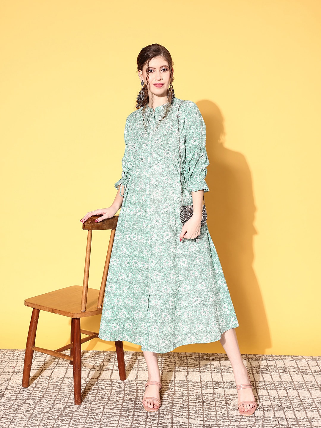 ZOLA Women Green Floral Desi Girl Dress Price in India