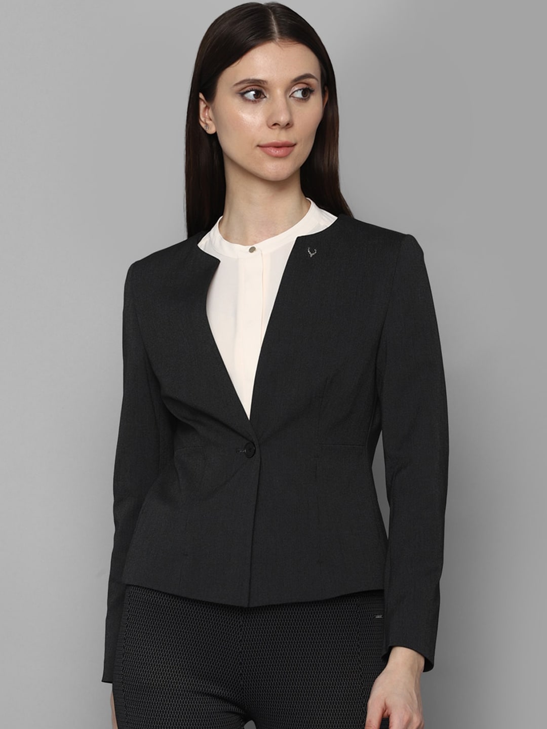 Allen Solly Woman Women Black Solid Single-Breasted Blazers Price in India
