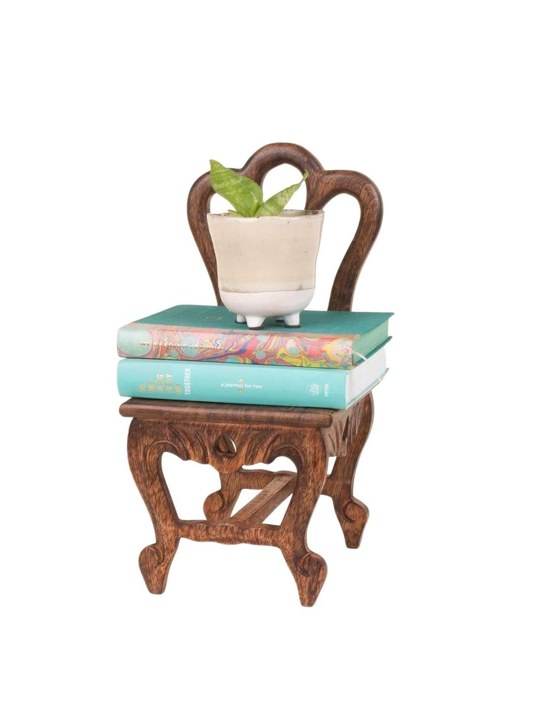 The Wishing Chair Brown Alice Mini Chair Handcrafted Wooden Wall Shelf Price in India