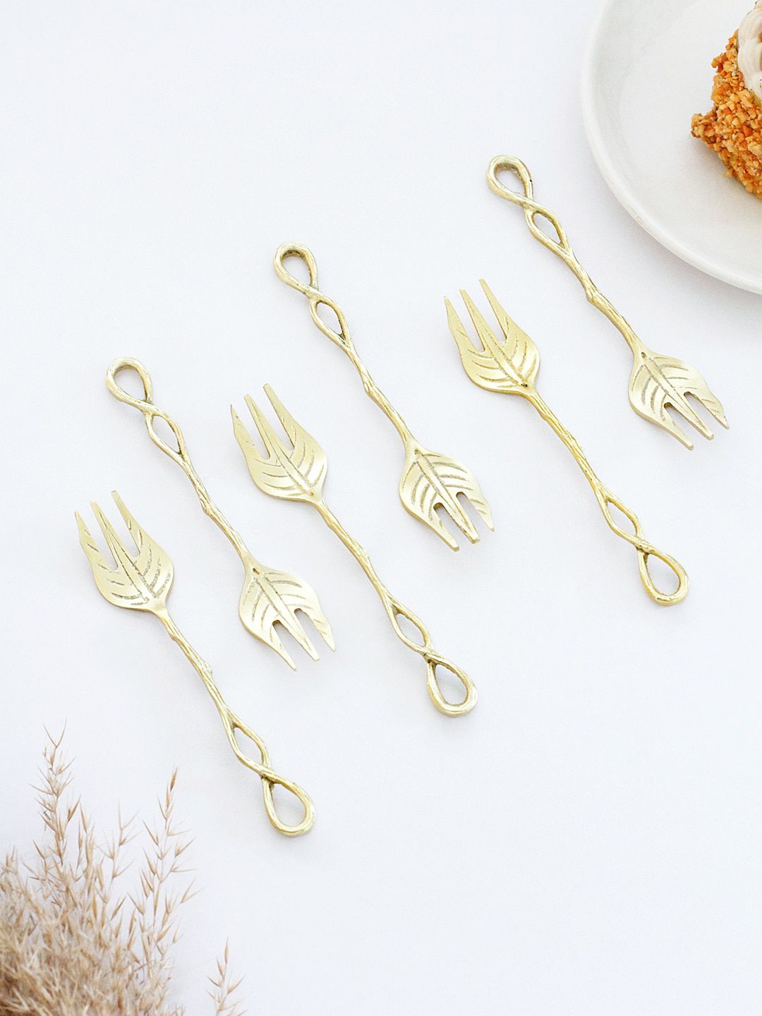 The Wishing Chair Set Of 6 Gold-Toned Solid We Heart It Dessert Forks Price in India