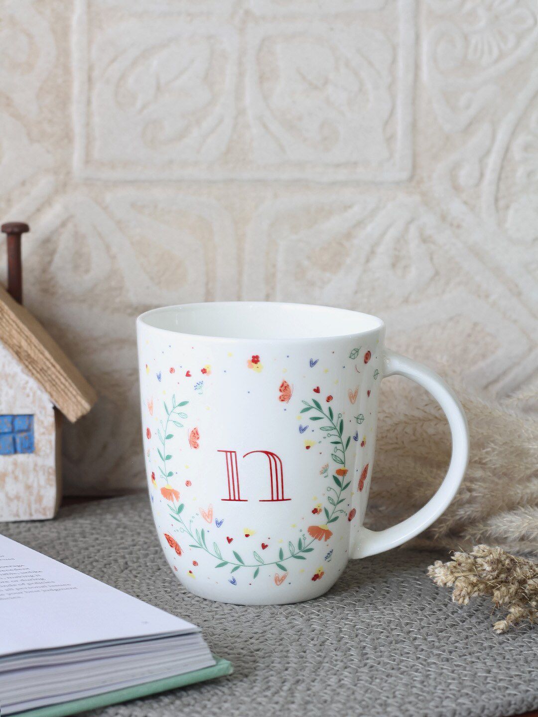 The Wishing Chair White & Red Hand Painted Printed Bone China Matte Mugs Set of Cups and Mugs Price in India