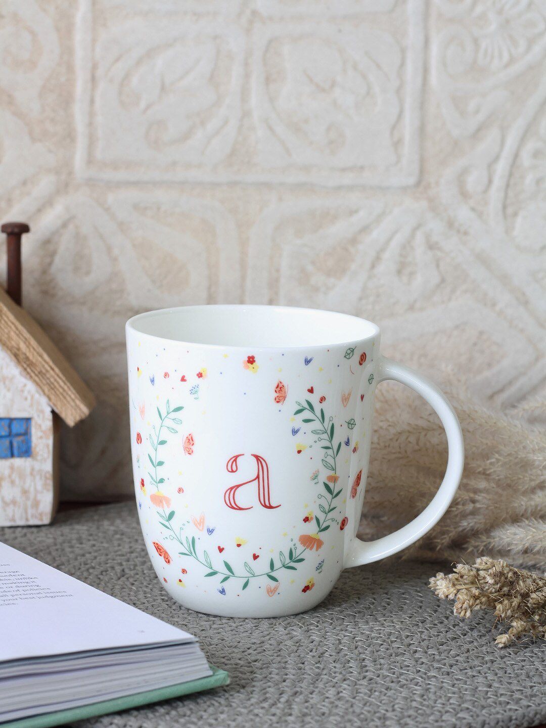 The Wishing Chair White & Red Hand Painted Printed Bone China Matte Mugs Set of Cups and Mugs Price in India