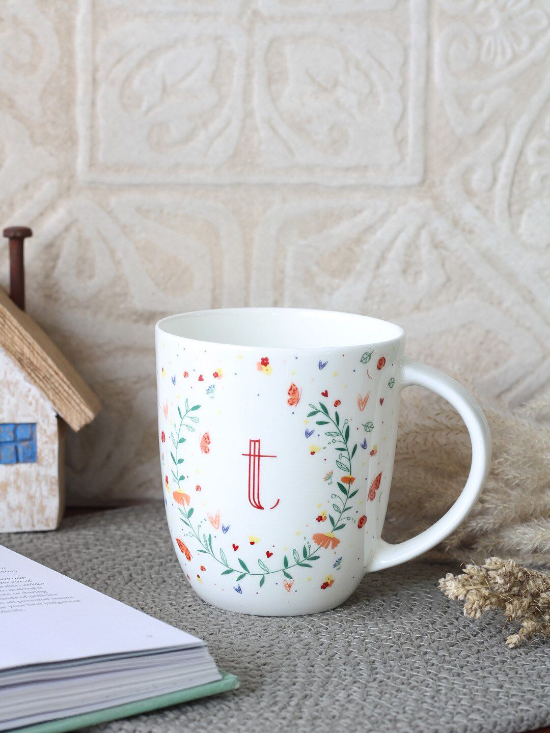 The Wishing Chair White & Red Hand Painted Printed Bone China Matte Mugs Set of Cups and Mugs Price in India