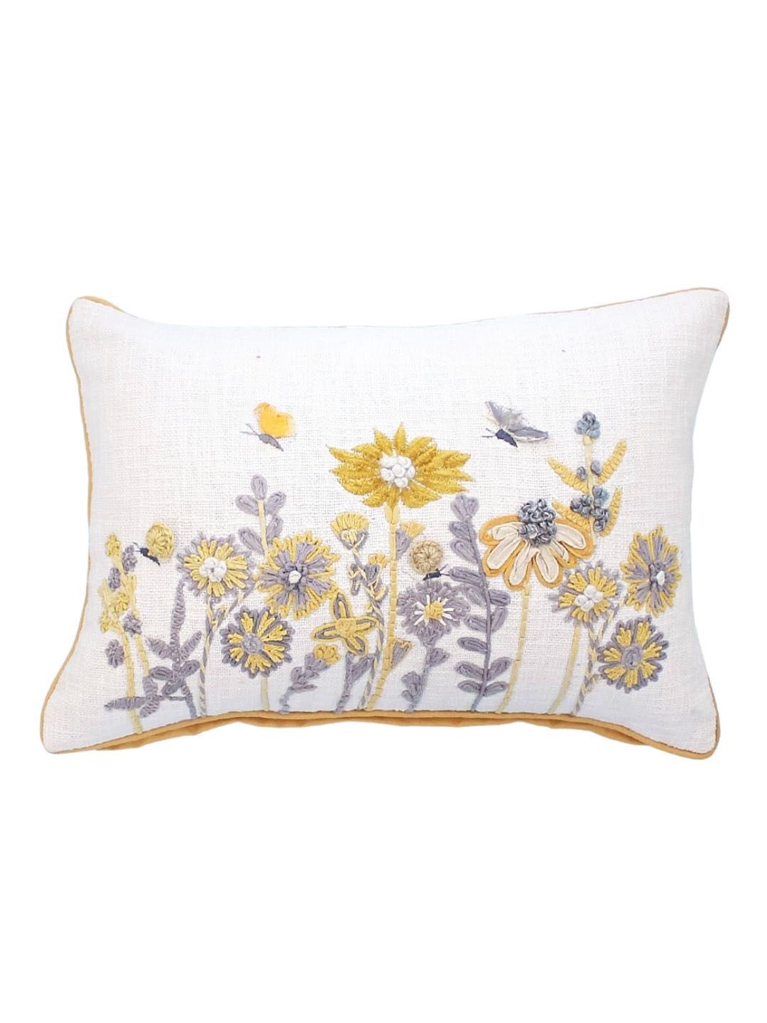 The Wishing Chair White & Yellow Square Cushion Covers Price in India