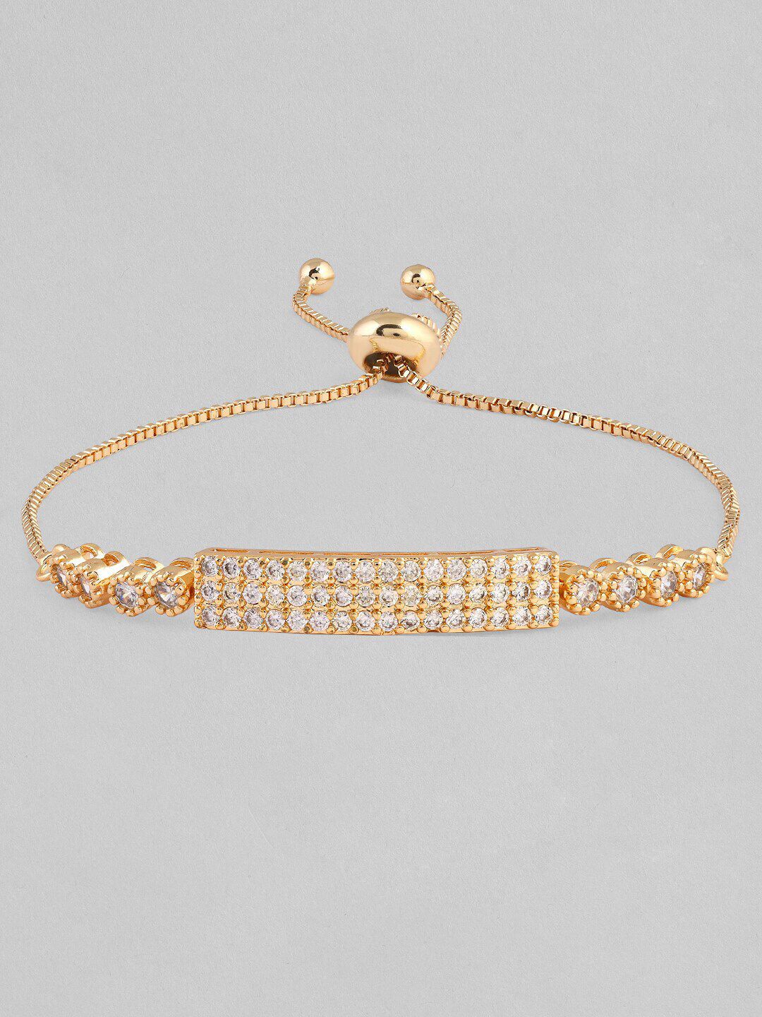 Rubans Women Gold-Toned & White American Diamond Gold-Plated Wraparound Bracelet Price in India