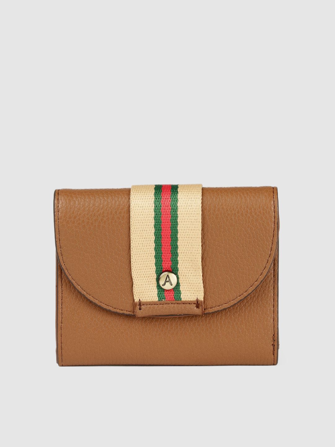 Accessorize Women Tan Three Fold Wallet With Striped Detail Price in India