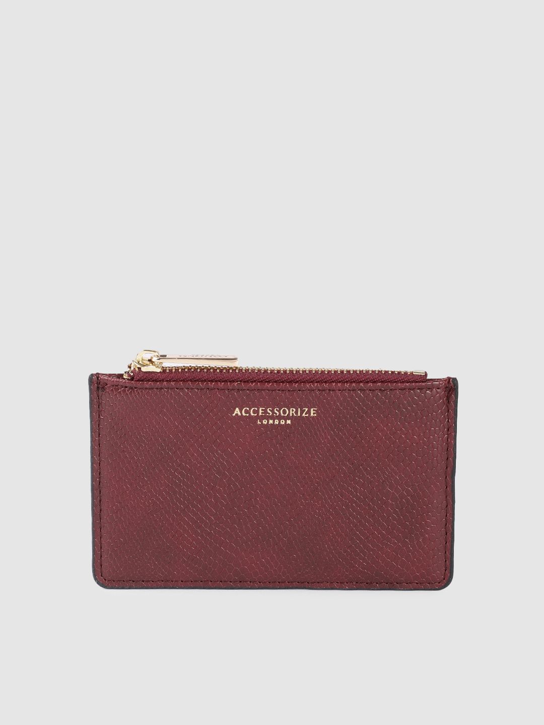 Accessorize Women Burgundy Animal Textured Card Holder Price in India