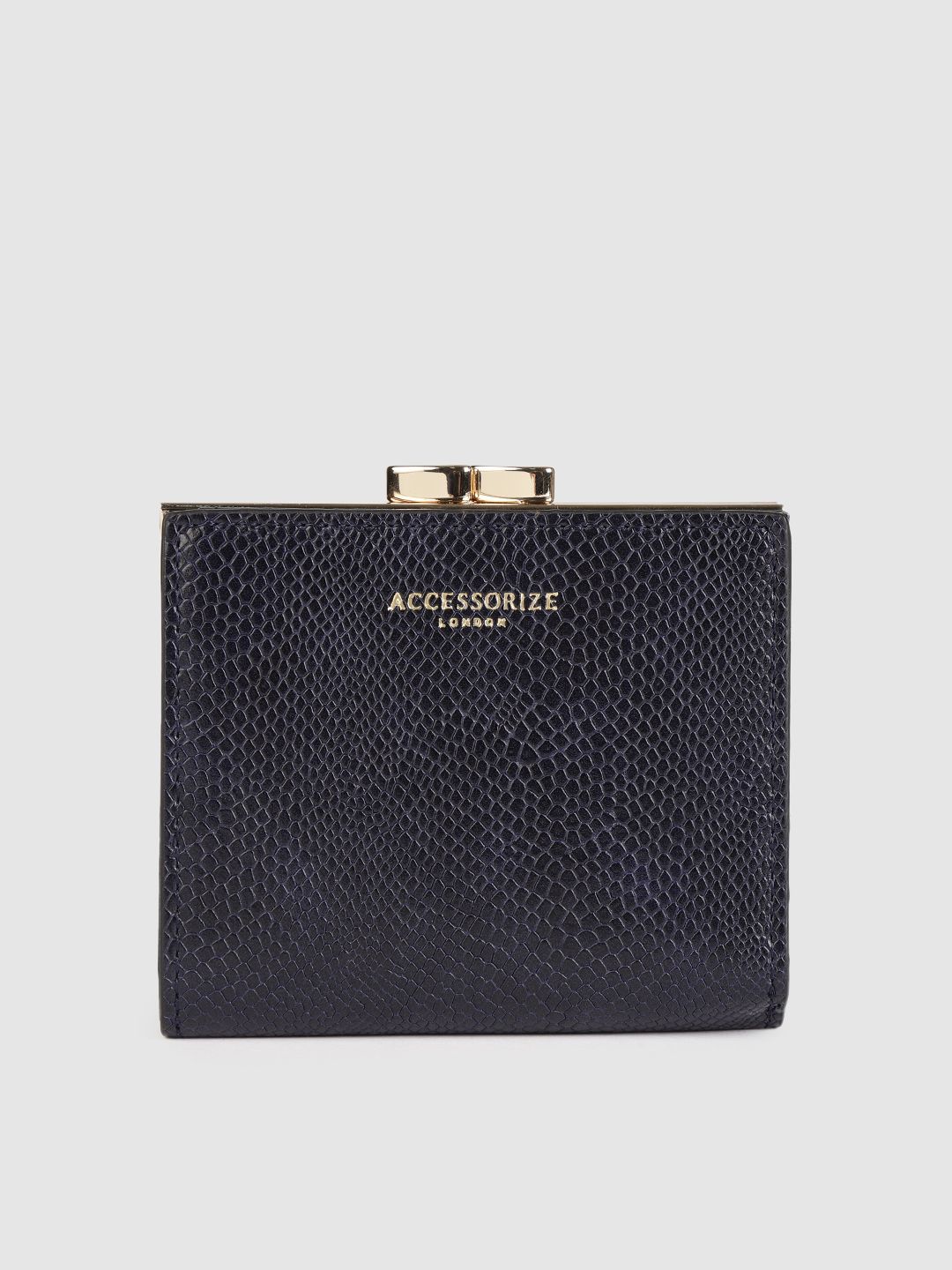 Accessorize Women Navy Blue Animal Textured Three Fold Wallet Price in India