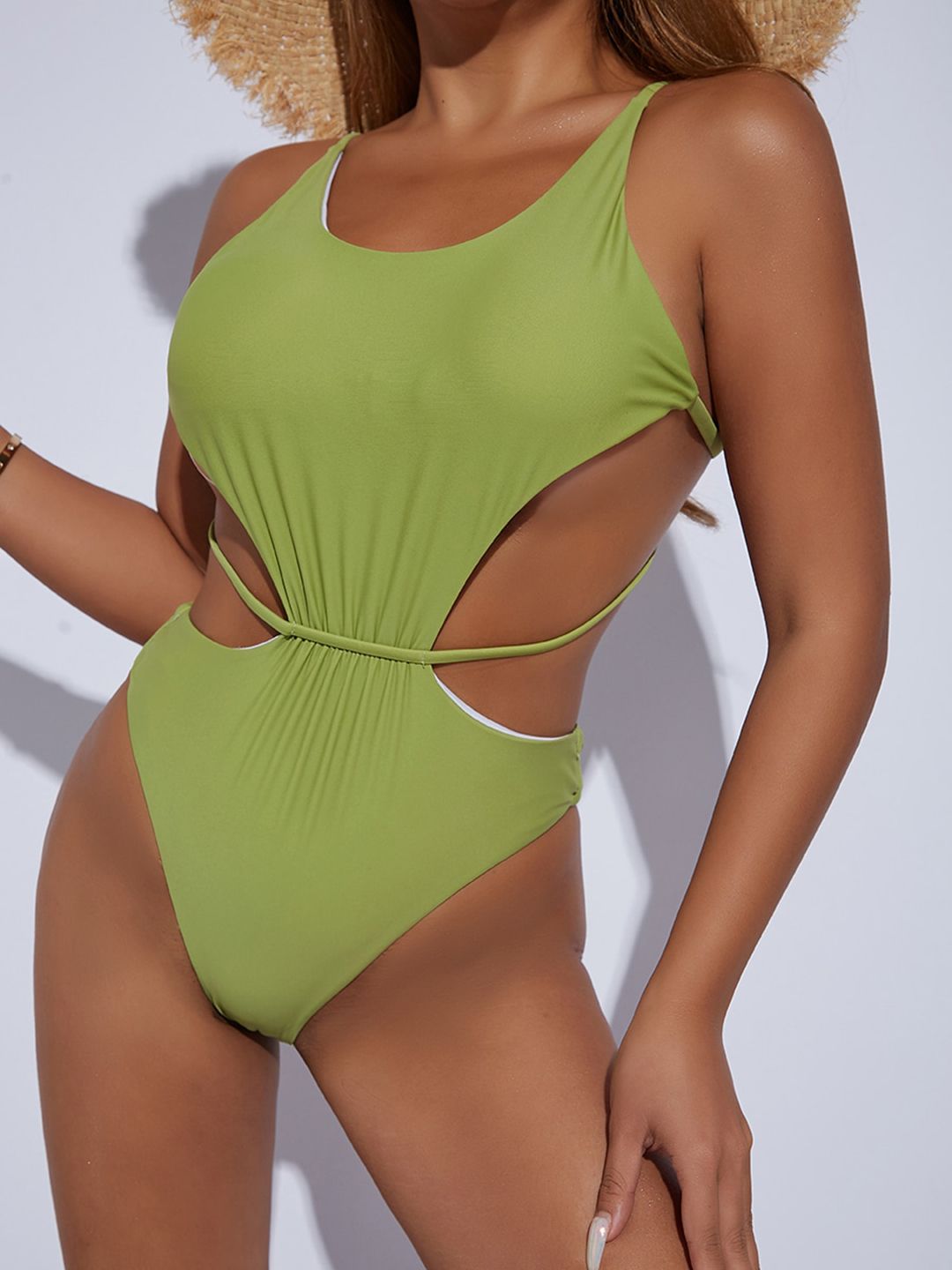 URBANIC Women Green Solid Trikinis Swimwear Price in India