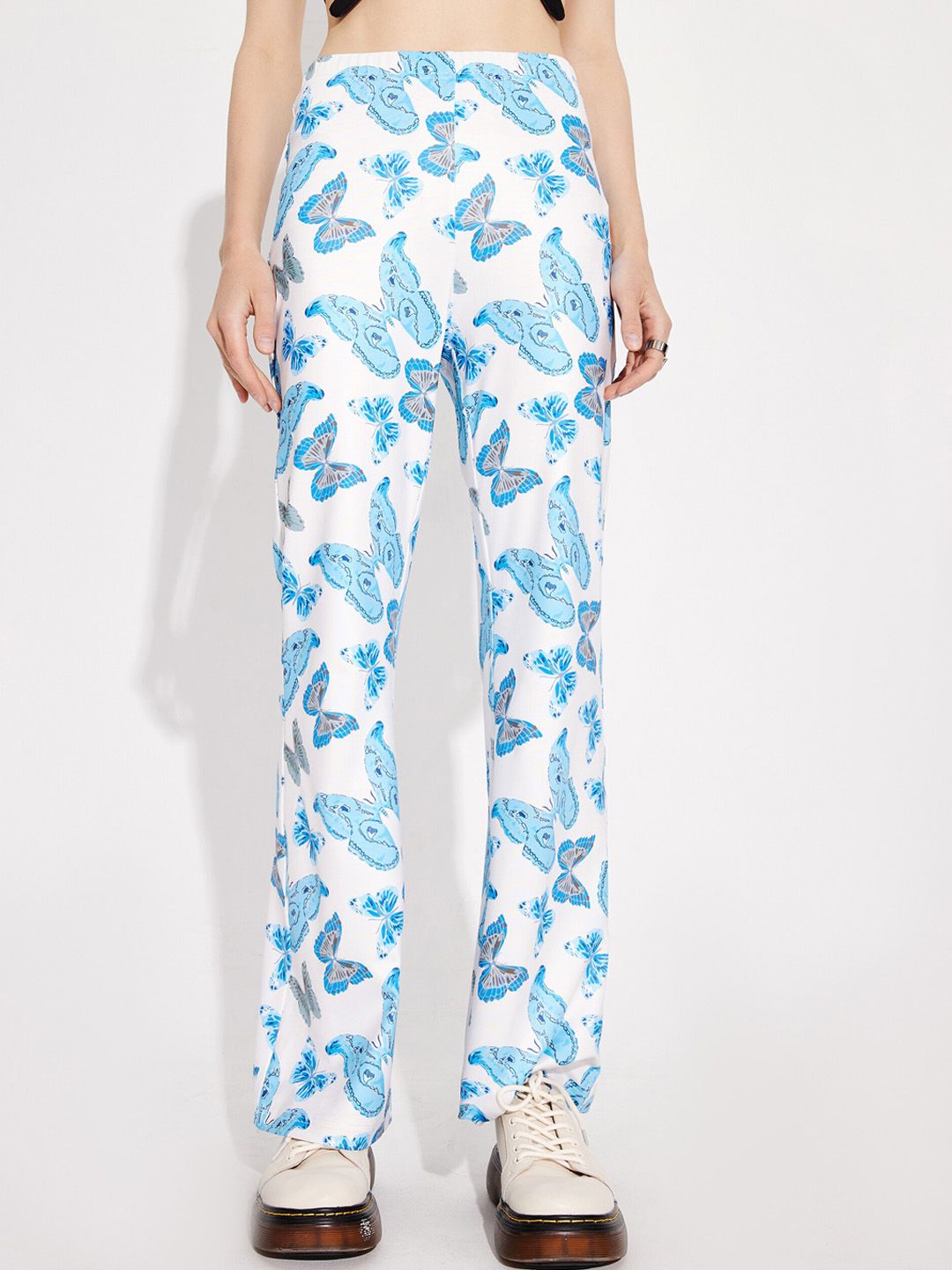 URBANIC Women White Printed Trousers Price in India