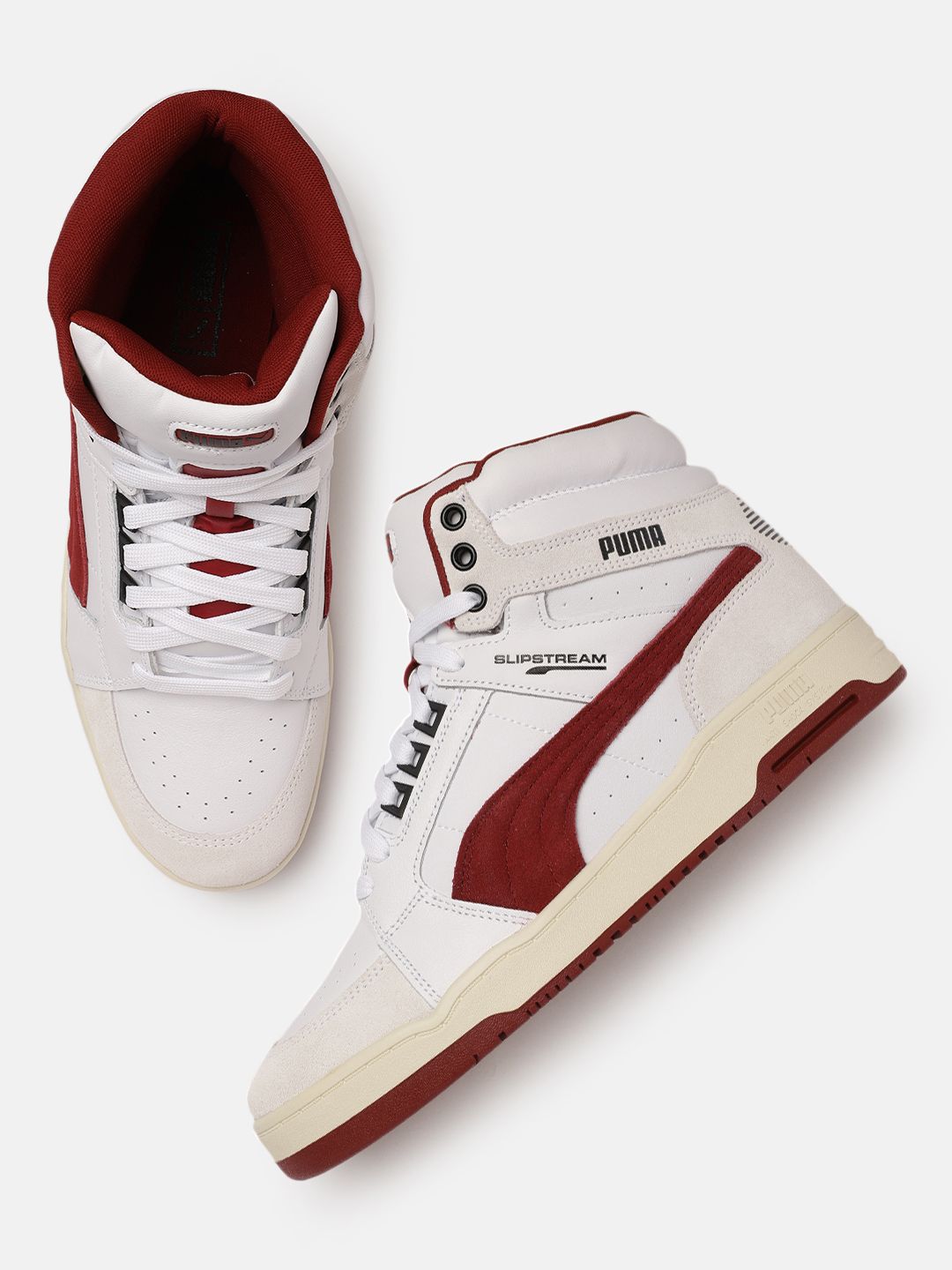 Puma Unisex Off White Slipstream Mid Heritage Leather Sneakers Price in India
